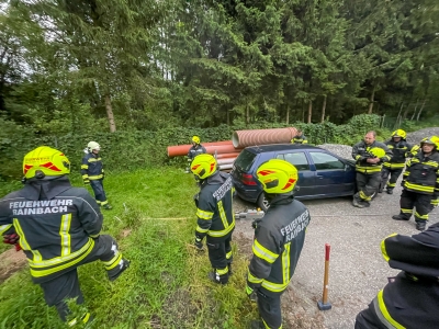 Übung zur Rettungstechnik mit Hebekissen, Greifzug und Seilwinde